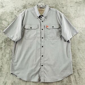 The American Outdoorsman Fishing Shirt Mens XL Gray Vented Short Sleeve Button‎